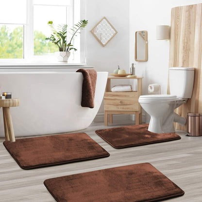 ComfortNest - 3-Piece Memory Foam Bath Mat Set - Soft, Absorbent, Non-Slip Bathroom Rugs 3