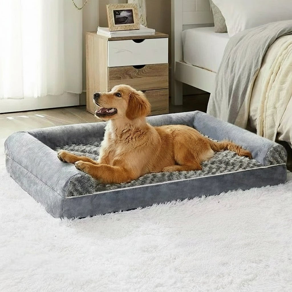 ComfortNest Orthopedic L-Shaped Dog Bed with Removable Cover, Waterproof 0