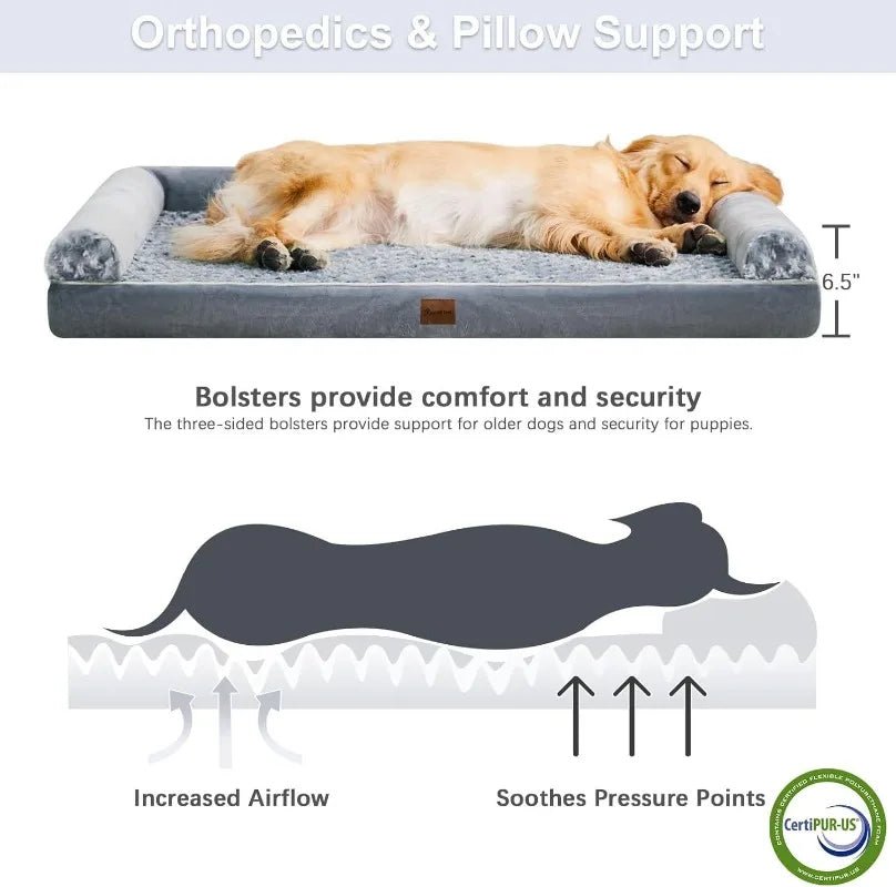 ComfortNest Orthopedic L-Shaped Dog Bed with Removable Cover, Waterproof 1