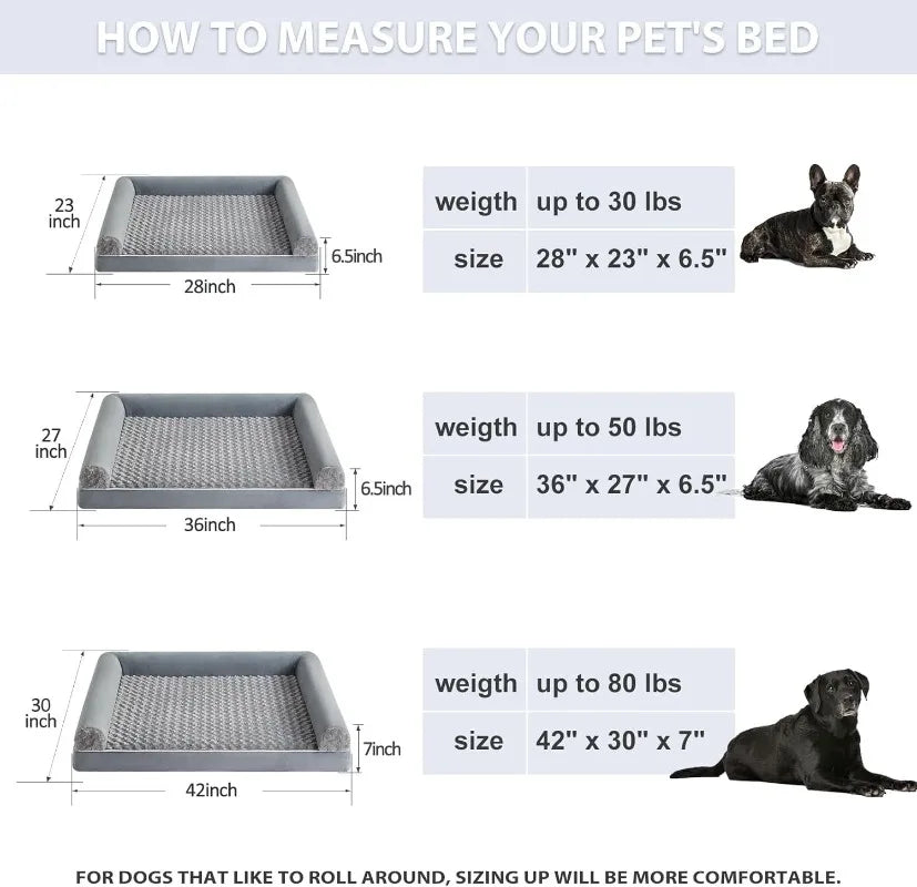 ComfortNest Orthopedic L-Shaped Dog Bed with Removable Cover, Waterproof 4