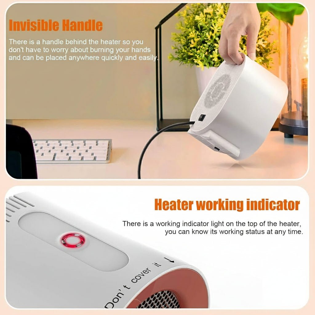 Compact Portable Electric Space Heater - Energy Efficient Ceramic Fan Heater 6