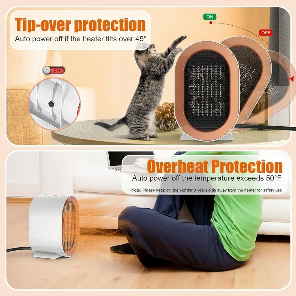 Compact Portable Electric Space Heater - Energy Efficient Ceramic Fan Heater 9