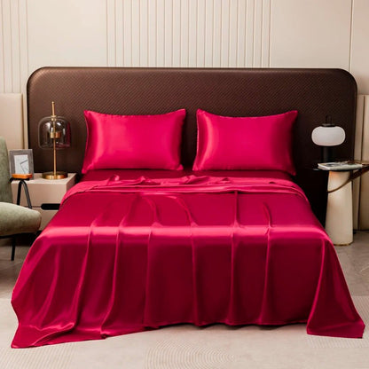 Cooling Satin Bed Sheet Set - Breathable Soft Sheets with Pillowcases, Multiple Sizes 13