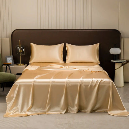 Cooling Satin Bed Sheet Set - Breathable Soft Sheets with Pillowcases, Multiple Sizes 6