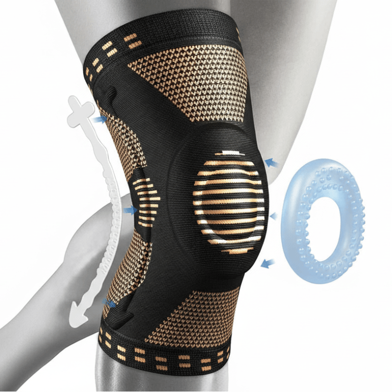 Copper Knee Brace with Patella Gel Pad & Side Stabilizers for Pain Relief 0