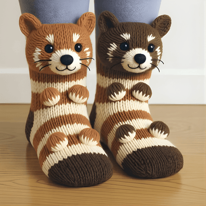 CozyCuddles Unisex Winter House Socks with 3D Animal Motif & Non-Slip Sole 13
