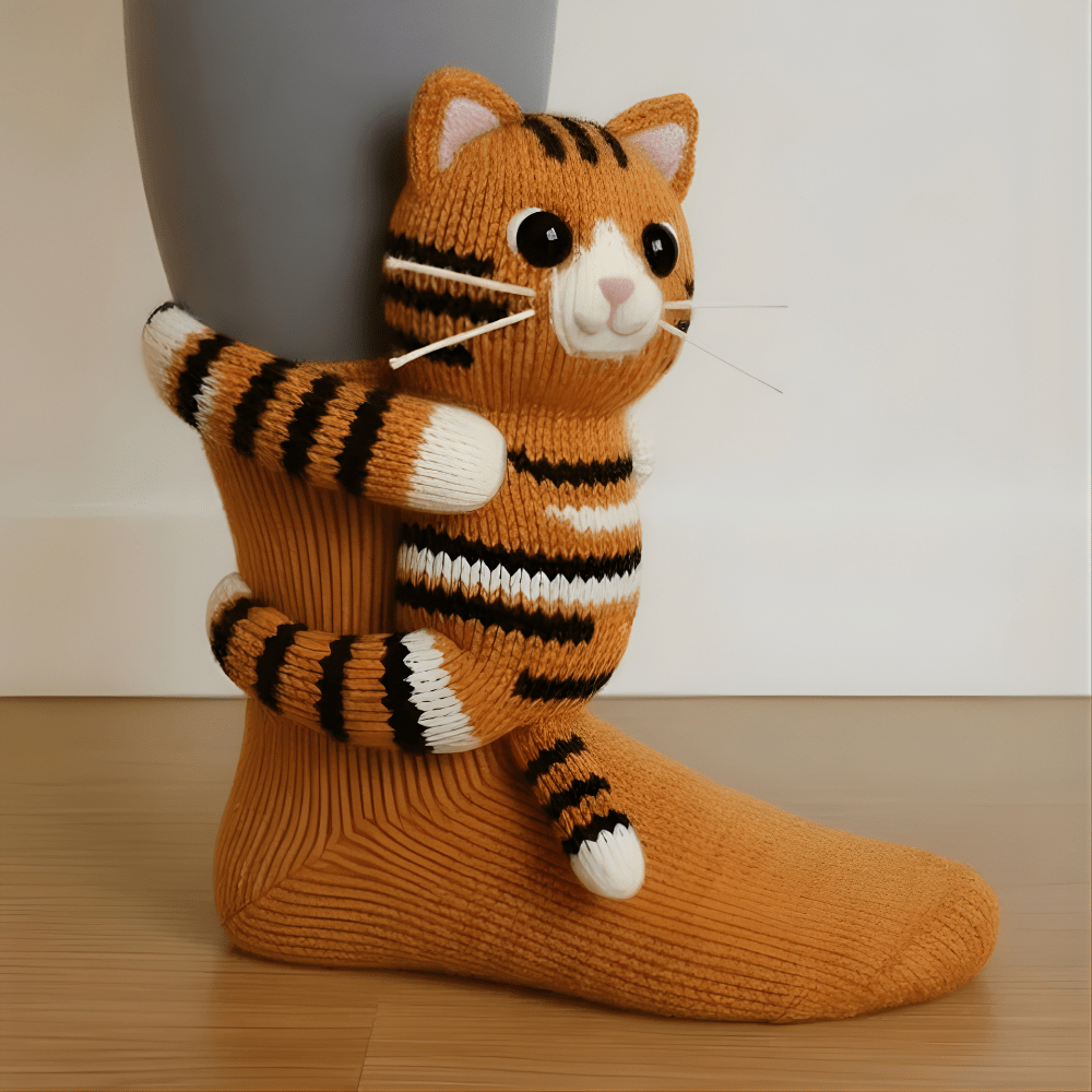 FURRYFEET – Warm Unisex Home Socks with Cute 3D Animal Design & Grip Bottom