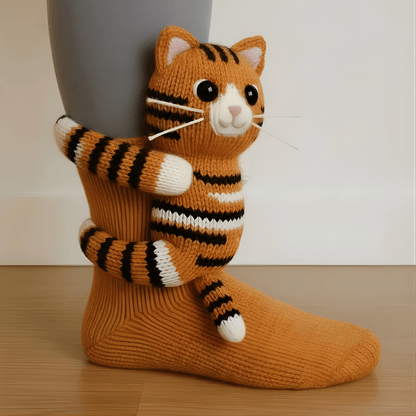 FURRYFEET – Warm Unisex Home Socks with Cute 3D Animal Design & Grip Bottom