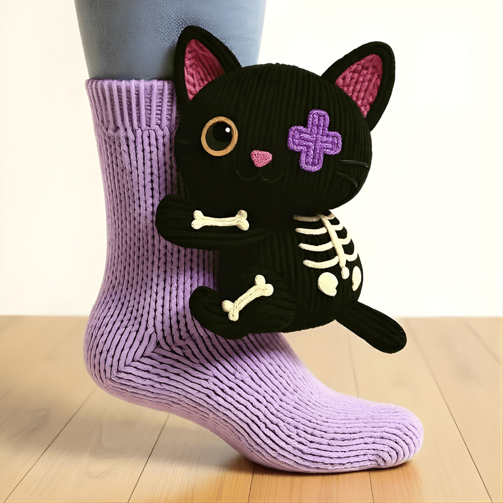 CozyCuddles Unisex Winter House Socks with 3D Animal Motif & Non-Slip Sole 9