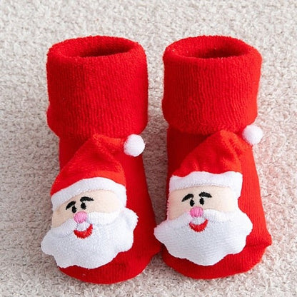 CozyKids Non-Skid Christmas Socks for Toddlers & Kids - Soft Cotton Warmth 0