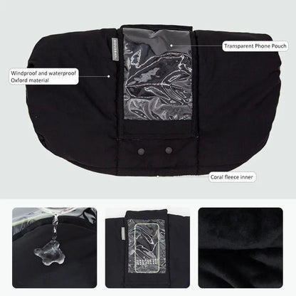 CozyMoms - Winter Stroller Gloves with Phone Pocket & Tissue Bag, Windproof 2