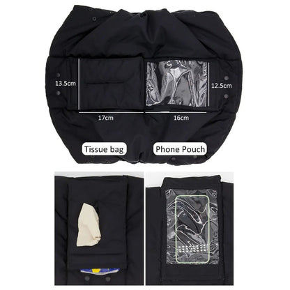 CozyMoms - Winter Stroller Gloves with Phone Pocket & Tissue Bag, Windproof 3
