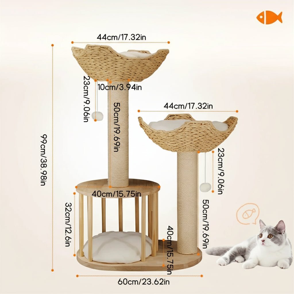 CozyPaws - 3-Tier Cat Tree for Cats with Plush Perches & Sisal Scratching Posts 4