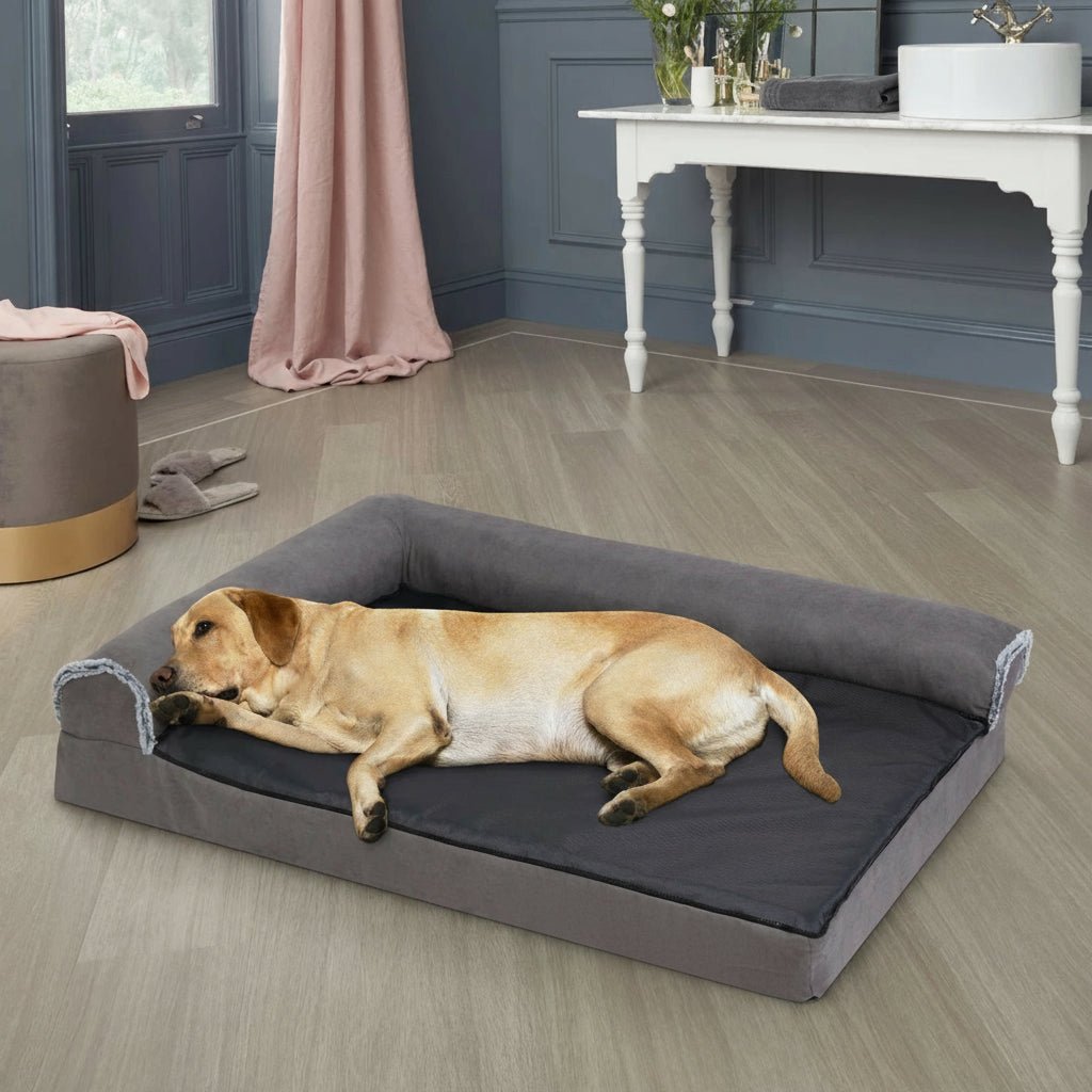 CozyPaws L-Shape Memory Foam Dog Bed for Extra Large Dogs - Waterproof & Non-Slip 0