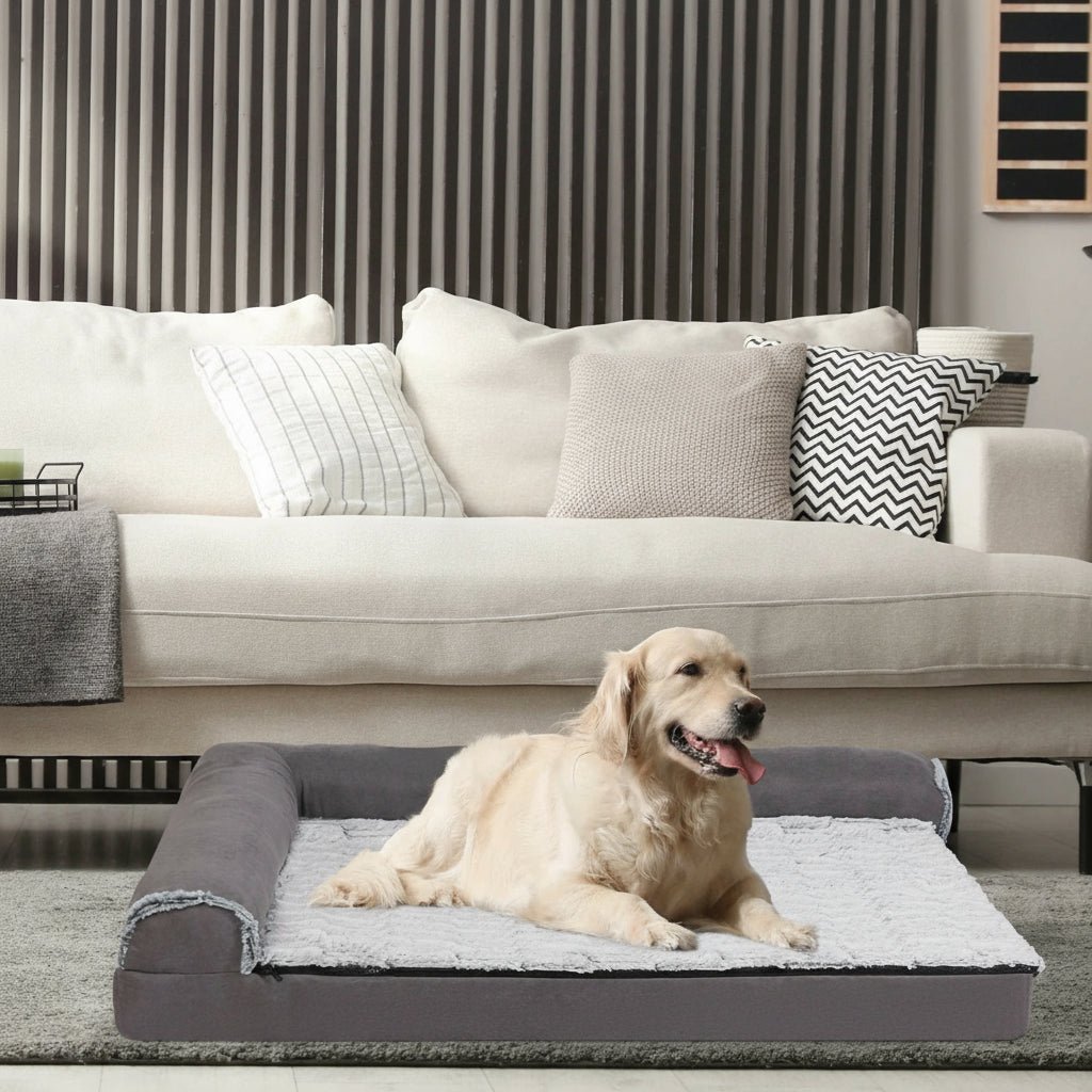 CozyPaws L-Shape Memory Foam Dog Bed for Extra Large Dogs - Waterproof & Non-Slip 1