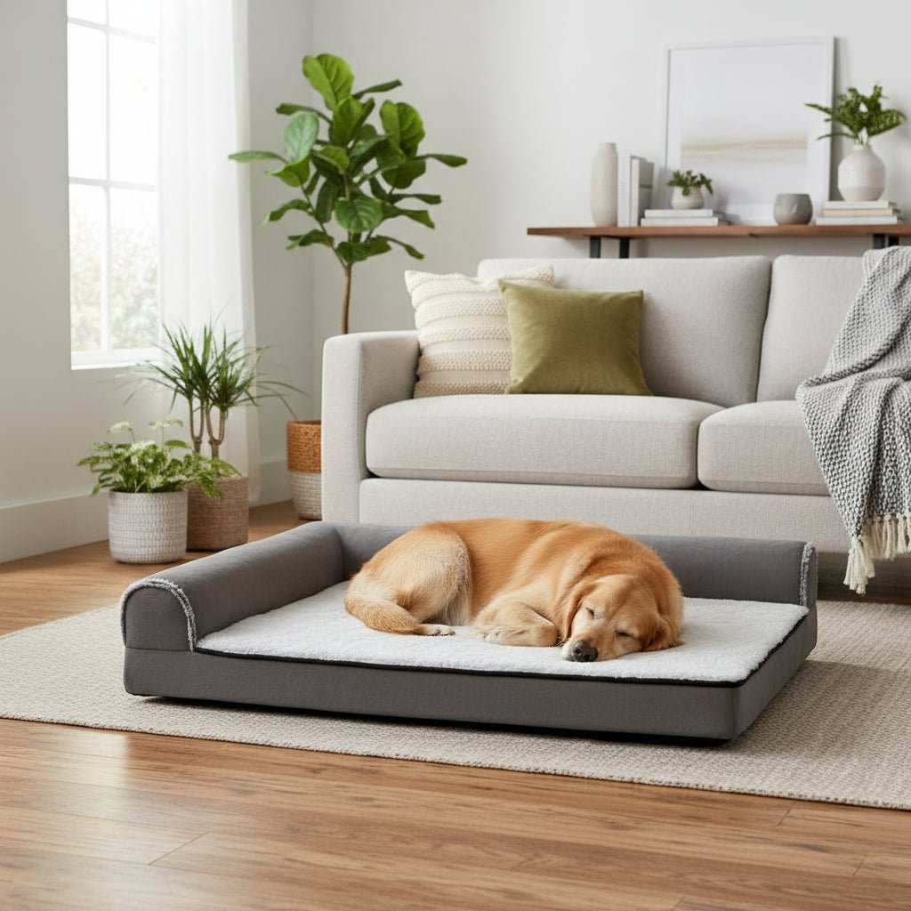 CozyPaws L-Shape Memory Foam Dog Bed for Extra Large Dogs - Waterproof & Non-Slip 3