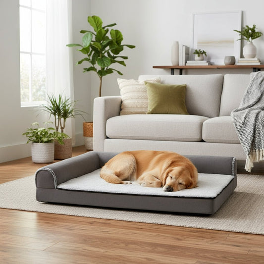 CozyPaws L-Shape Memory Foam Dog Bed for Extra Large Dogs - Waterproof & Non-Slip 3