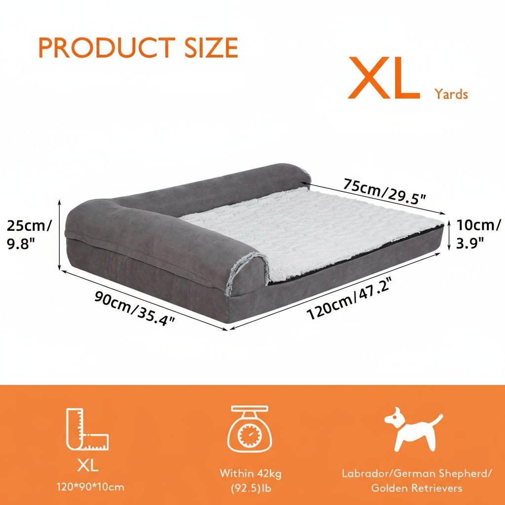 CozyPaws L-Shape Memory Foam Dog Bed for Extra Large Dogs - Waterproof & Non-Slip 6