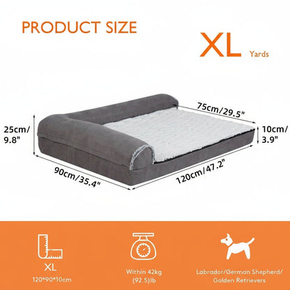 CozyPaws L-Shape Memory Foam Dog Bed for Extra Large Dogs - Waterproof & Non-Slip 6