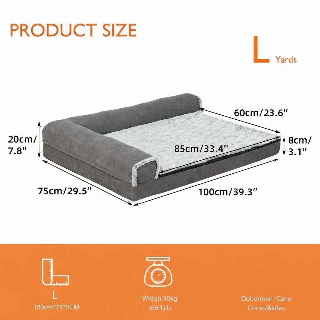 CozyPaws L-Shape Memory Foam Dog Bed for Extra Large Dogs - Waterproof & Non-Slip 7