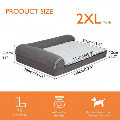 CozyPaws L-Shape Memory Foam Dog Bed for Extra Large Dogs - Waterproof & Non-Slip 8