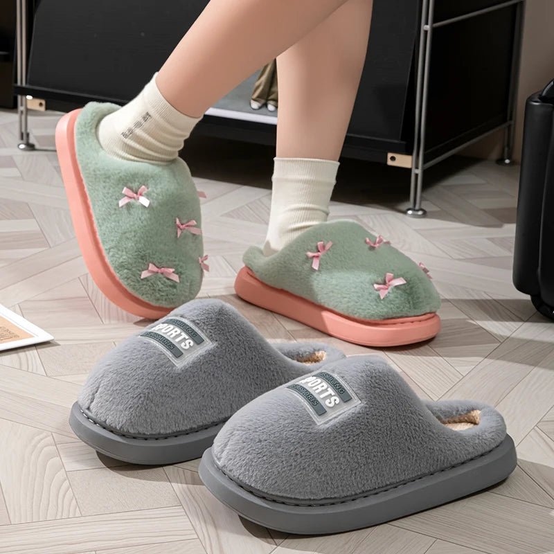 Cozy Bow Slippers for Women - Plush Soft Sole Indoor Slides with Non-Slip Design 5