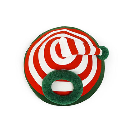 Cozy Cat Bed - Classic Christmas Hat Design, Soft Faux Lambswool, Washable 3