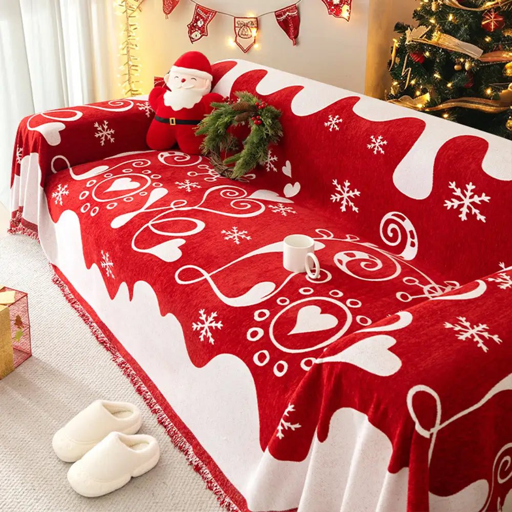 Cozy Chenille Christmas Sofa Blanket - Wear-Resistant Couch Cover for Pets 0