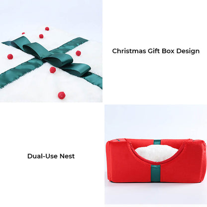 Cozy Christmas-Themed Semi-Enclosed Dog Bed & Cat Bed with Non-Slip Base 3