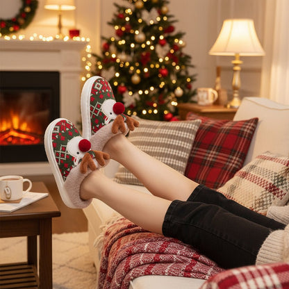 Cozy Christmas House Slippers - Embroidered Fabric & Non-Slip PVC Sole 0