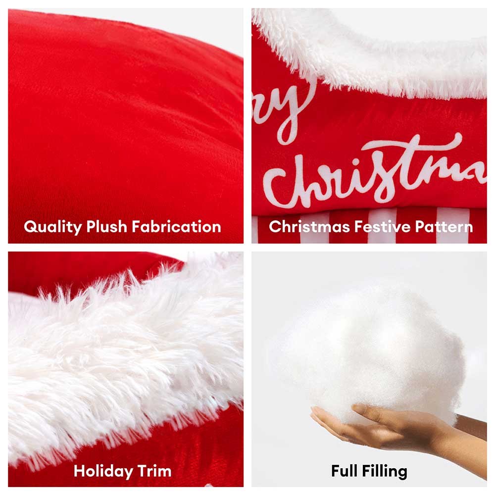 Cozy Christmas Sleigh Dog Bed - Plush Crystal Velvet with Anti-Slip Base 3