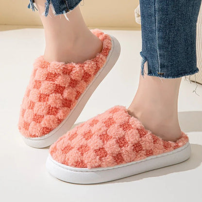 Cozy Couple's Cotton Slippers - Non-Slip Thick Sole Indoor Footwear for Warmth 3