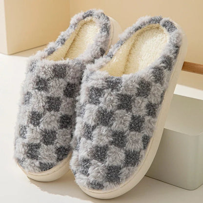 Cozy Couple's Cotton Slippers - Non-Slip Thick Sole Indoor Footwear for Warmth 4