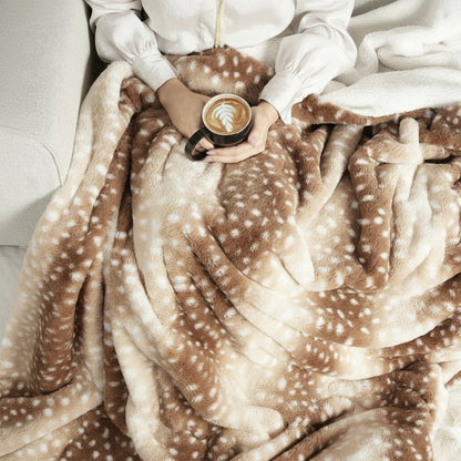 Cozy Deer Print Faux Fur Throw Blanket - Double-Sided Plush Comfort 2