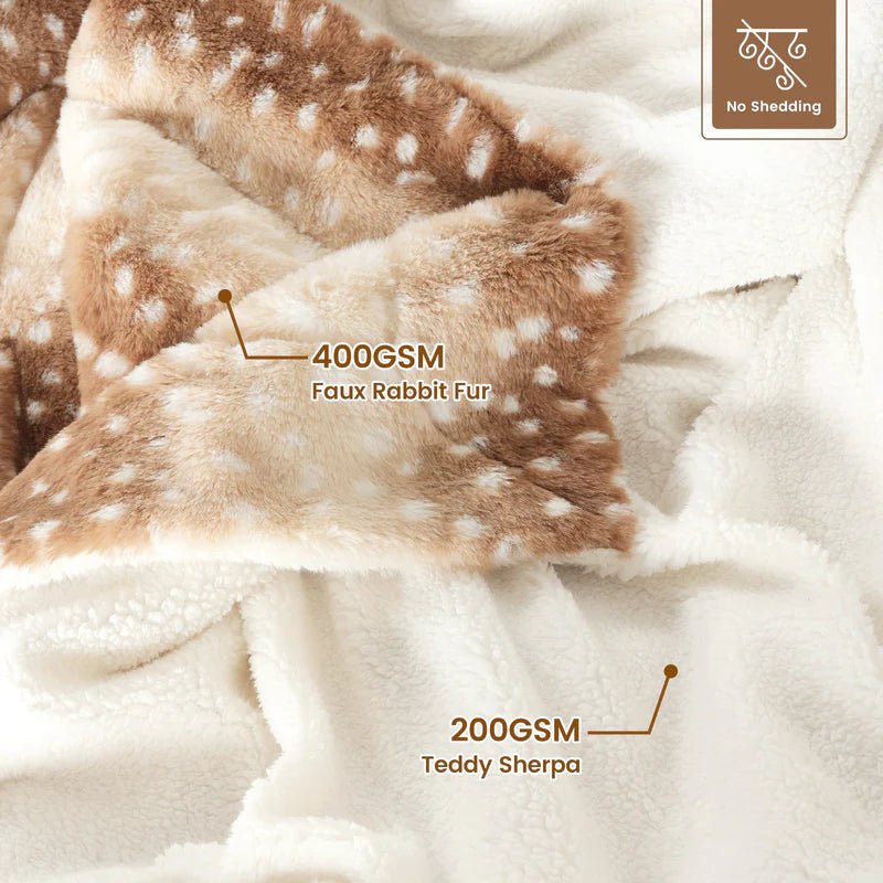 Cozy Deer Print Faux Fur Throw Blanket - Double-Sided Plush Comfort 4