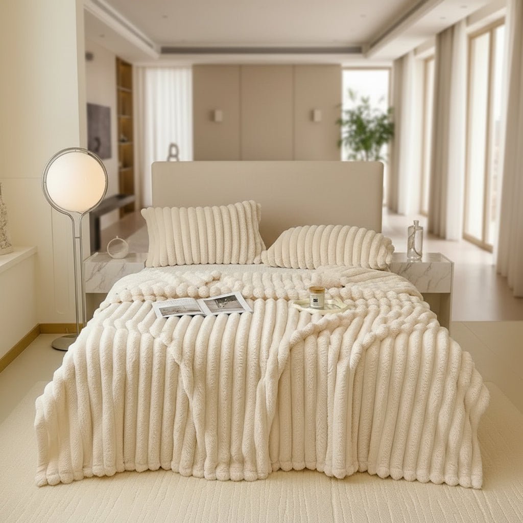 Cozy Faux Rabbit Fur Throw Blanket - Soft Warm Blanket for Couch & Bed 3