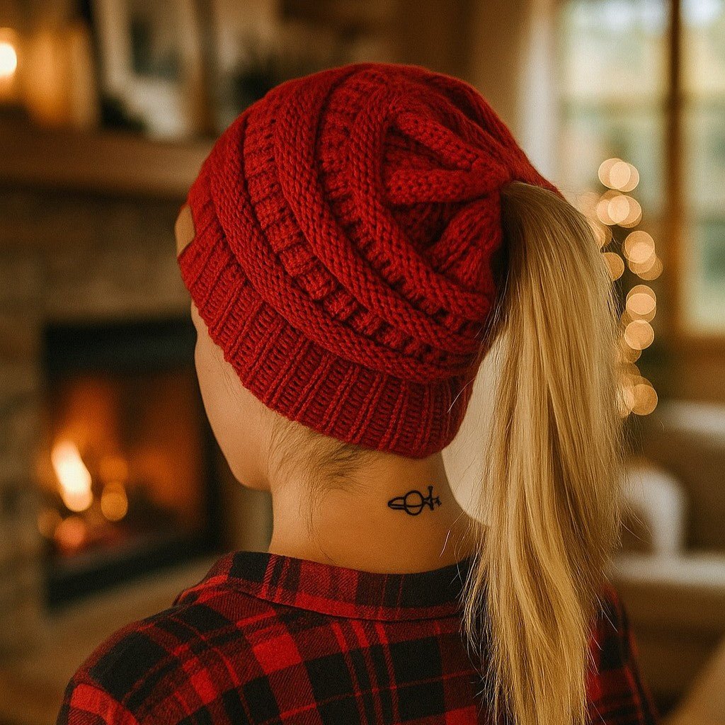 Cozy Knit Beanie - Women's Slouchy Winter Wool Crochet Hat for Outdoor Style 3