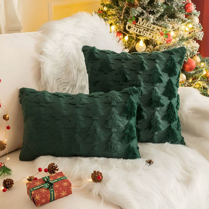 Cozy Plush Christmas Tree Cushion Cover - Ultra-Soft Holiday Decor 0