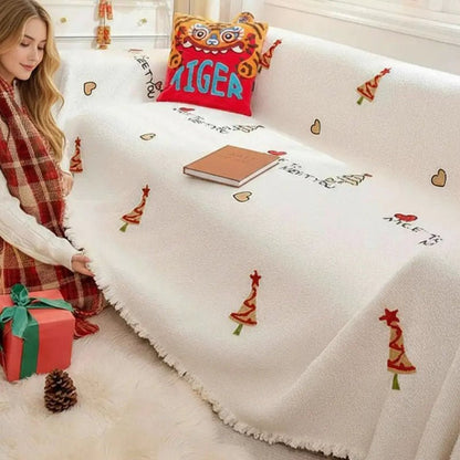 Cozy Plush Sofa Blanket - Ultra-Soft Christmas Tree Design for Holiday Comfort 3