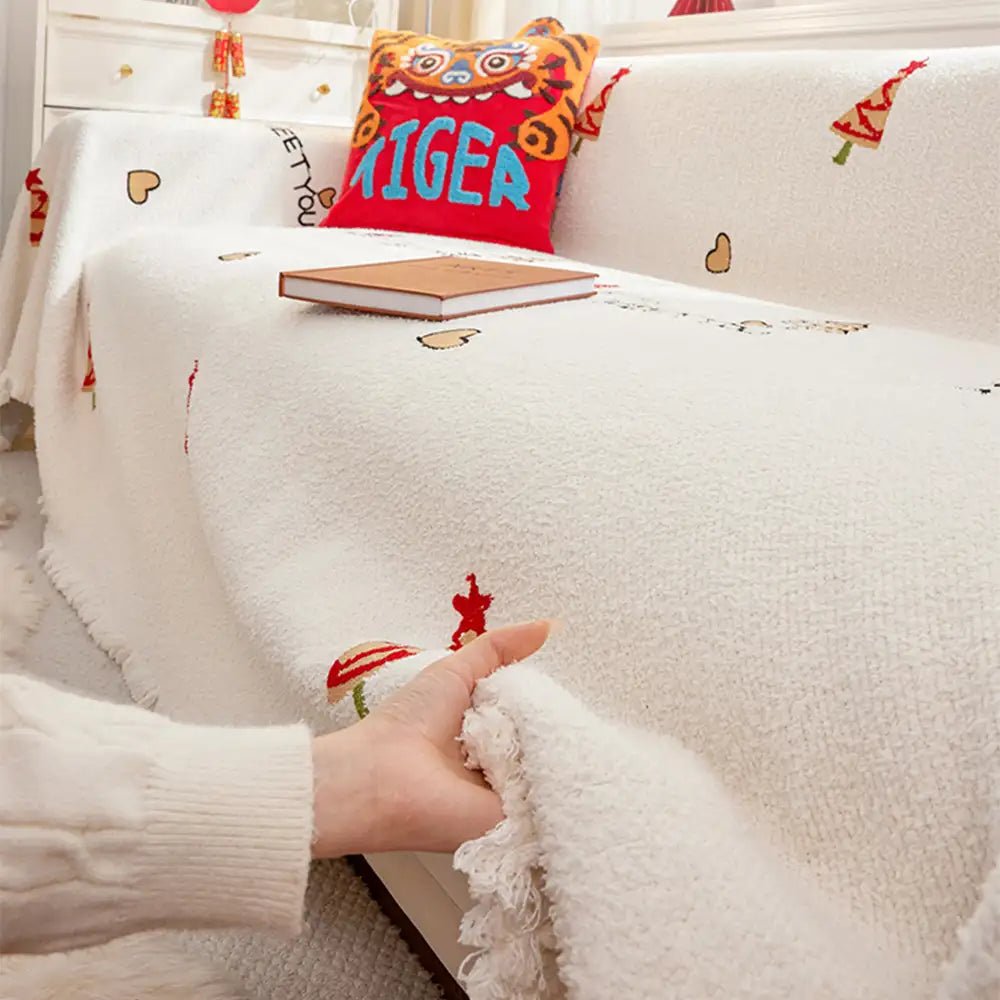Cozy Plush Sofa Blanket - Ultra-Soft Christmas Tree Design for Holiday Comfort 5