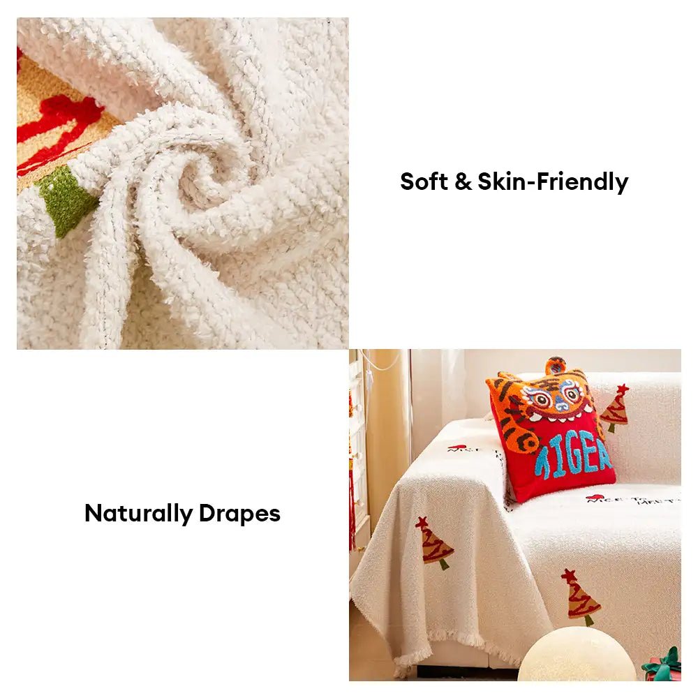 Cozy Plush Sofa Blanket - Ultra-Soft Christmas Tree Design for Holiday Comfort 6