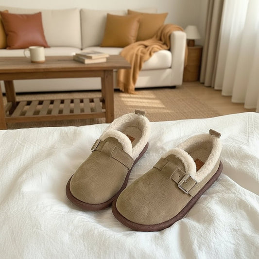 Cozy Retro Slip-On Sneakers with Fleece Lining for All-Day Comfort 0