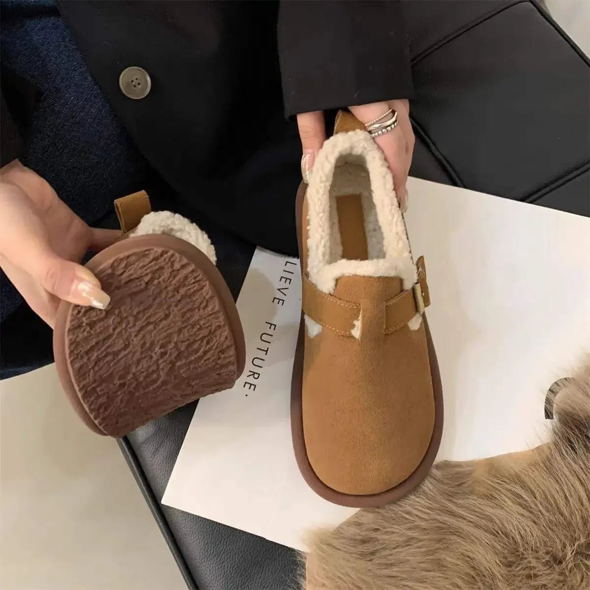 Cozy Retro Slip-On Sneakers with Fleece Lining for All-Day Comfort 2