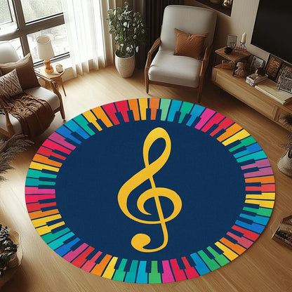 MUSICNEST – Cozy Round Flannel Guitar Rug Non-Slip & Machine Washable for Kids' Rooms