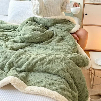 Cozy Soft Woolen Throw Blanket - Luxurious Lamb Velvet Flannel for Home & Office 2
