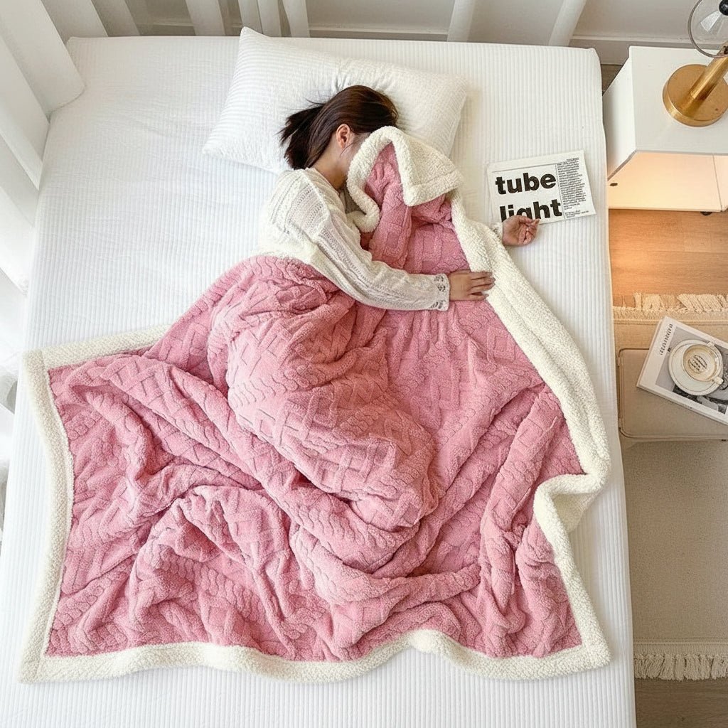 Cozy Soft Woolen Throw Blanket - Luxurious Lamb Velvet Flannel for Home & Office 7