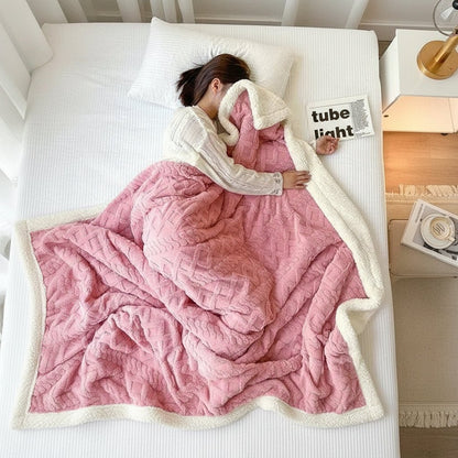 Cozy Soft Woolen Throw Blanket - Luxurious Lamb Velvet Flannel for Home & Office 7