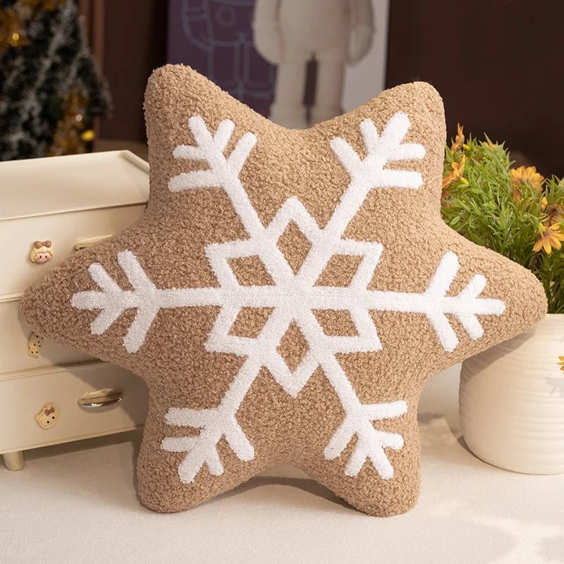 Cozy Winter Snowflake Plush Pillow Cushion - Soft Holiday Decor for All Ages 8