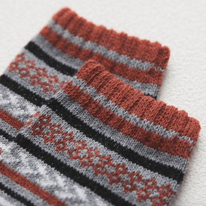 Cozy Winter Socks - Unisex Wool & Cotton Blend with Scandinavian Patterns - 5 Pairs 8