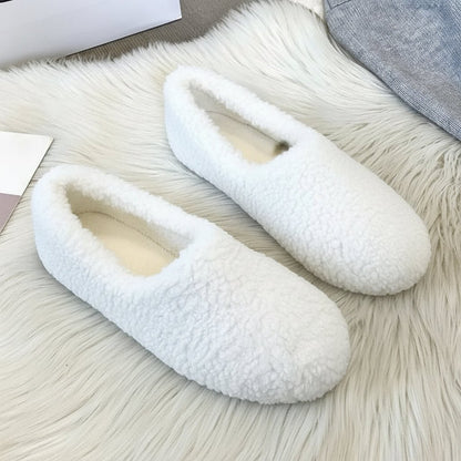 Cozy Winter Wool Slippers for Women - Curly Sheep Fur Slip-On Mules 11
